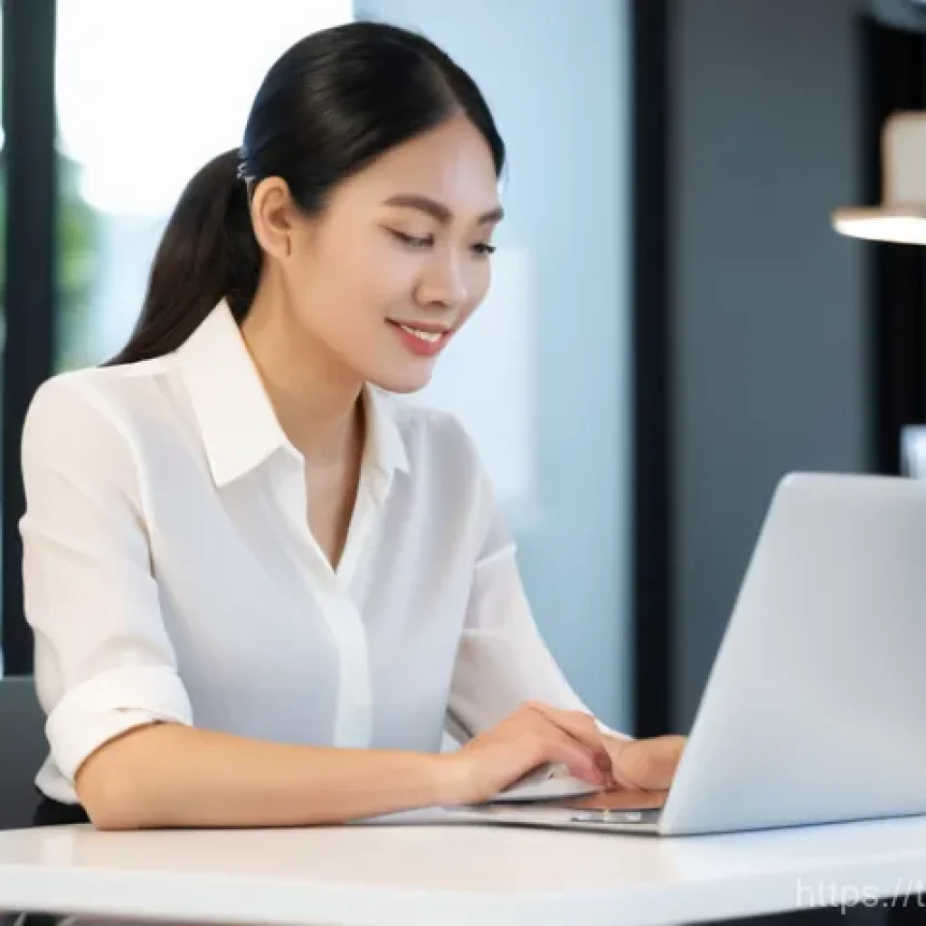 세일즈 퍼널에서의 고객 성공 사례 - A serene and insightful scene featuring a female entrepreneur in her late 20s to early 30s, of East ...