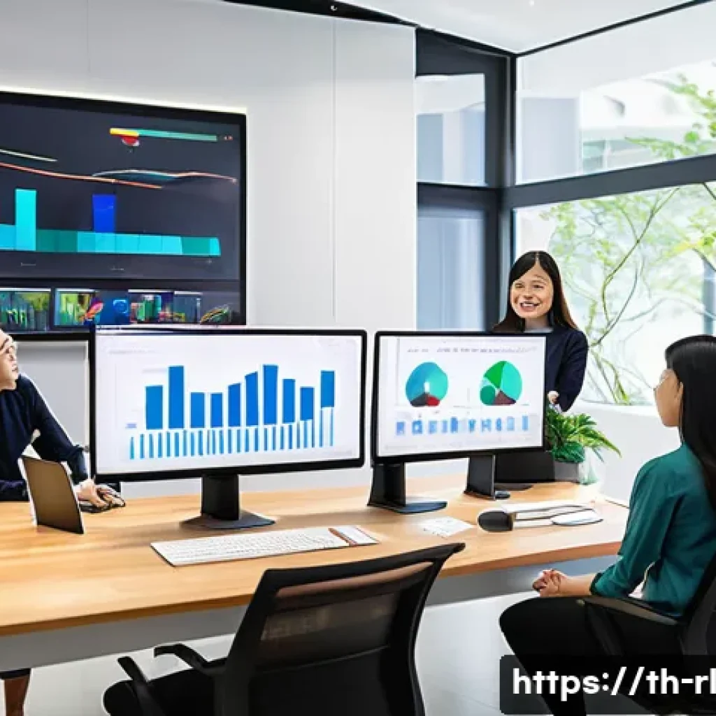 세일즈 퍼널 최적화를 위한 KPI 설계 - A modern Thai marketing office scene showing a diverse team of professionals analyzing digital sales...