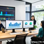 Home 22 세일즈 퍼널 최적화를 위한 KPI 설계 - A modern Thai marketing office scene showing a diverse team of professionals analyzing digital sales...