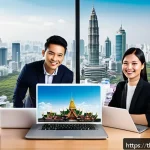 Home 19 세일즈 퍼널에서의 이메일 캠페인 최적화 - A modern digital marketing office scene focused on email campaign strategy for Thai customers: a div...