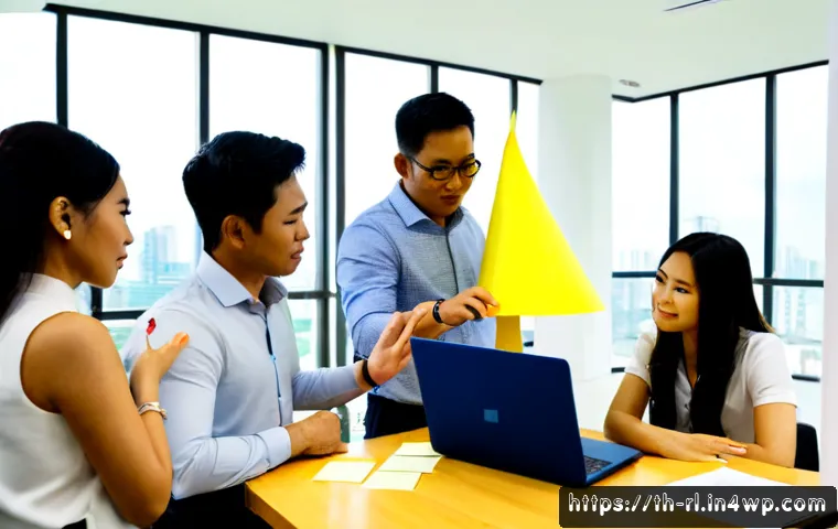 Home 17 세일즈 퍼널 최적화를 위한 팀 협업 방법 - Photorealistic Thai business team collaborating to optimize a sales funnel in a bright modern Bangko...
